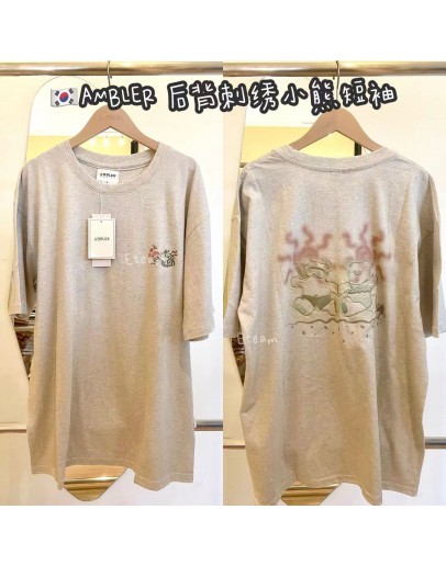 【现货】AMBLER 后背刺绣小熊短袖 #灰 L
