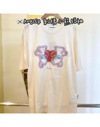 【现货】AMBLER 刺绣小熊短袖 #米色