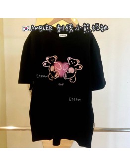 【现货】AMBLER 刺绣小熊短袖 #黑色