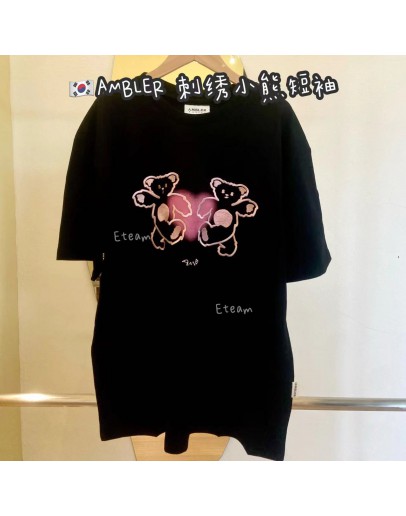 【现货】AMBLER 刺绣小熊短袖 #黑色