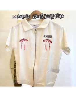 【现货】AMBLER 刺绣蝴蝶结短袖 #白色 FF