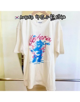 【现货】AMBLER 刺绣字体小熊短袖 #米色M 