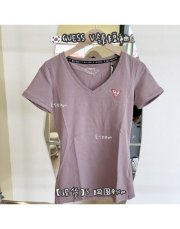 【现货】GUESS 紫色V领短袖