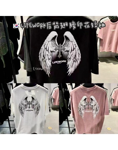 【代购】LIFEWORK后背翅膀印花短袖