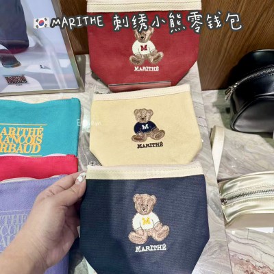 【代购】MARITHE 刺绣小熊零钱包