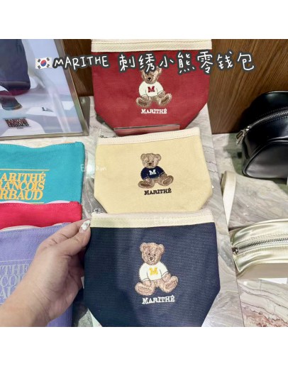 【代购】MARITHE 刺绣小熊零钱包