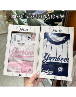 【代购】MLB 宝宝连体竖条纹长袖