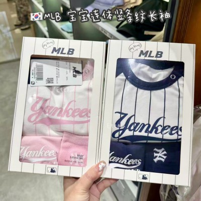 【代购】MLB 宝宝连体竖条纹长袖