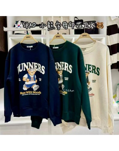 【代购】SPAO 小熊字母印花卫衣