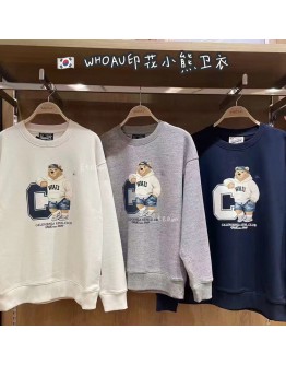 【代购】WHOAU 印花小熊卫衣