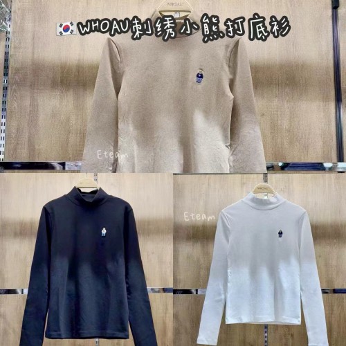 【代购】WHOAU 刺绣小熊打底长衫