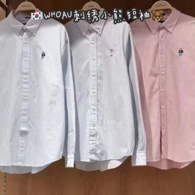 【代购】WHOAU 刺绣小熊衬衫