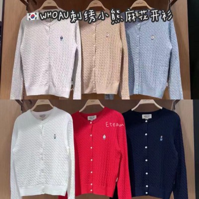 【代购】WHOAU 刺绣小熊圆领长袖