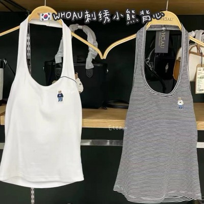 【代购】WHOAU 刺绣小熊背心
