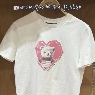 【代购】WHOAU 爱心印花小熊短袖
