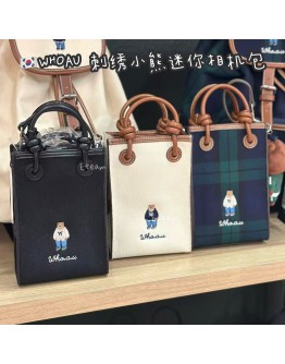 【代购】WHOAU 刺绣小熊迷你相机包