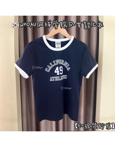 【现货】WHOAU网球学院风女款上衣 #M胸围93衣长56 藏蓝色