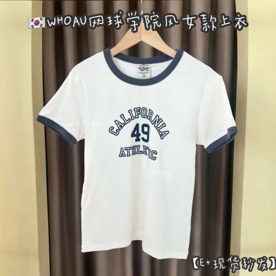 【现货】WHOAU网球学院风女款上衣 #M胸围93衣长56 蓝白色