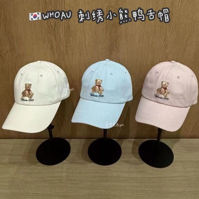 【代购】WHOAU 刺绣小熊鸭舌帽