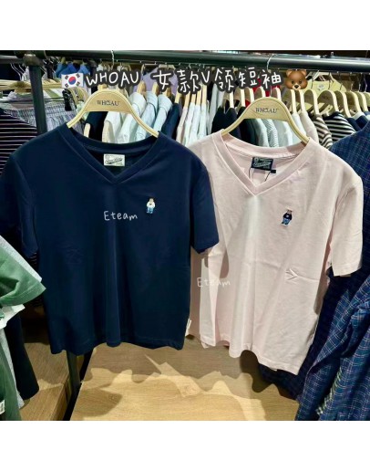 【代购】WHOAU 女款V领短袖  